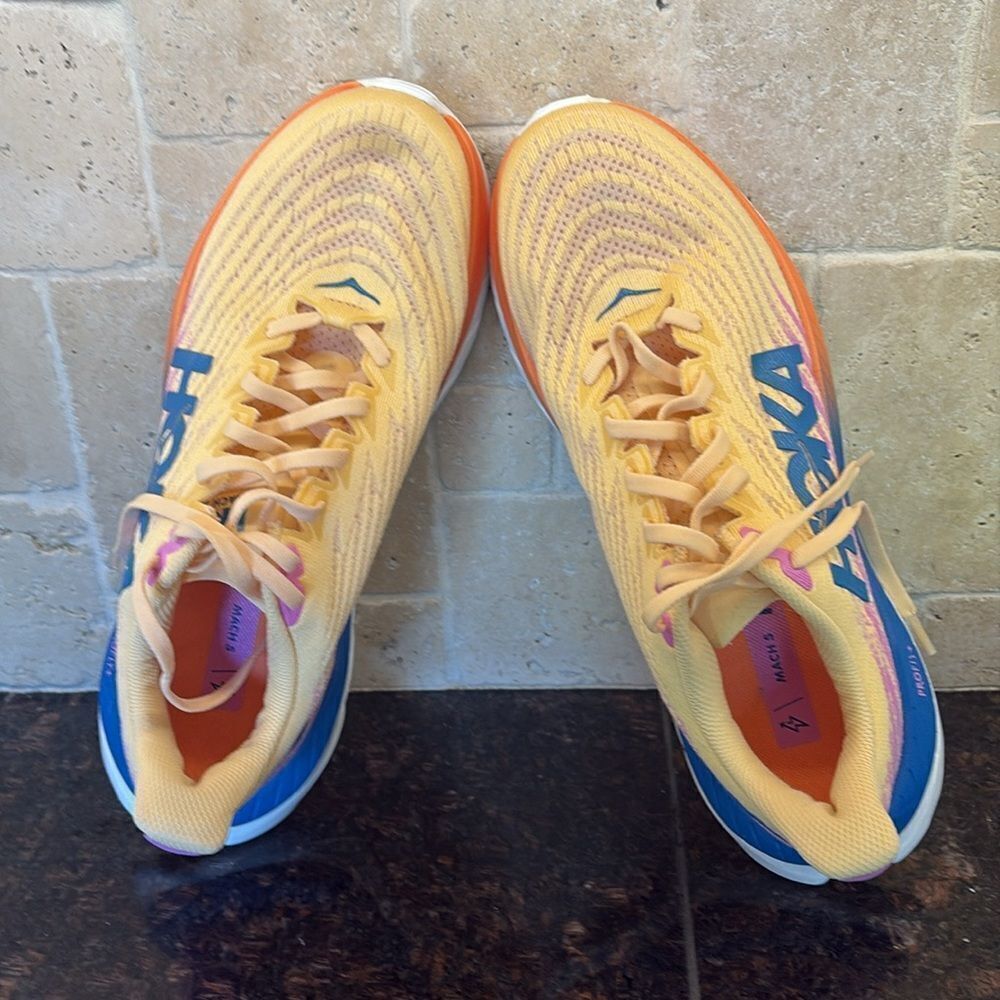 Hoka One One Mach 5 Running Shoes Size 9B Women’s Orange Blue Purple $170